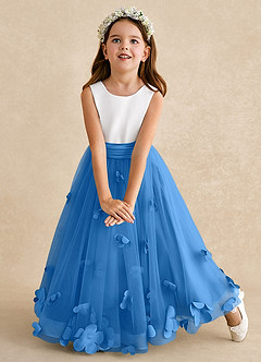 Azazie Vi Flower Girl Dresses Blue Jay A-Line Sleeveless Tulle Dress image6