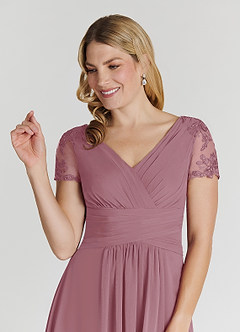 Azazie Thais Abiti per la Madre della Sposa Abito A-Line in Chiffon Pizzo Vintage Malva image5