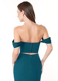 Azazie Lynnie Vestidos de damas de honor Vestido de Azul Tinta de Gasa de Corte Sirena Convertible con Vestidos sin tirantes image6