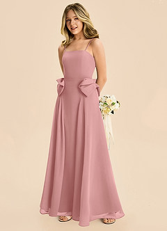 Azazie Nyah Junior Dusty Rose A-Line Pleated Chiffon Dress image4