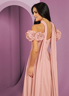 Barbie ♥ Azazie Bridesmaid Dresses Rosette A-Line Off the Shoulder Chiffon Convertible Dress image7