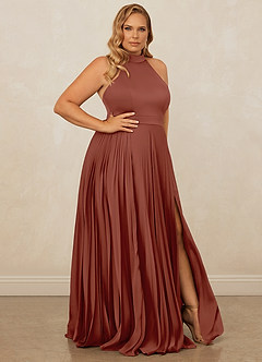 Christian Siriano Bridal for Azazie 1007 Bridesmaid Dresses Auburn A-Line Pleated Stretch Satin Dress image10