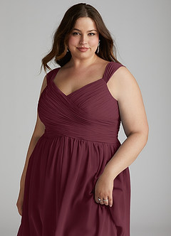 Azazie Angie Bridesmaid Dresses Cabernet A-Line Corset Chiffon Dress image16