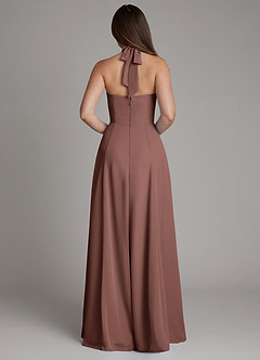 Azazie Irina Abiti da Damigella Abito A-Line in Chiffon Plissettato Espresso image3