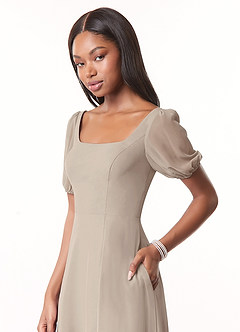 Azazie Alani Bridesmaid Dresses Frost A-Line Square Neckline Chiffon Dress image4