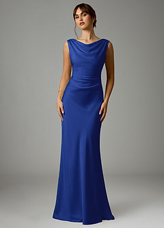 Azazie Kieryn Bridesmaid Dresses Royal Blue Mermaid Pleated Stretch Satin Dress image1