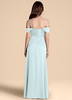 Azazie Kaitlynn Junior A-Linie Schulterfrei Stretch-Satin Kleid Seegrün image2