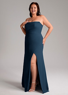 Azazie Leonis Bridesmaid Dresses Dark Navy Sheath Strapless Chiffon Convertible Dress image13