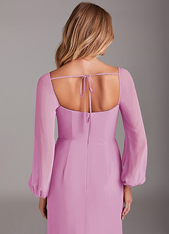 Azazie Charissa Jurken voor bruidsmeisjes Jurk van Chiffon met Kolom Lange mouw Snoep Roze image2