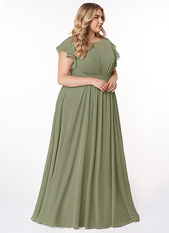 Azazie Daphne Modest Bridesmaid Dresses A-Line Ruffled Chiffon Floor-Length Dress image9