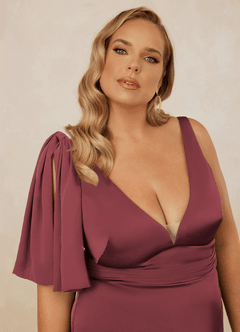 Christian Siriano Bridal for Azazie 1011 Bridesmaid Dresses Merlot Mermaid Bow Stretch Satin Dress image14