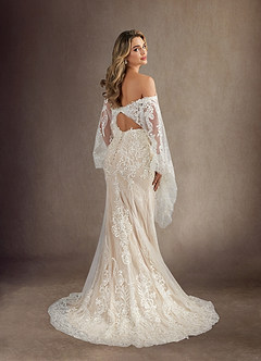 Azazie Memphis Robes de mariée Robe Sirène en Dentelle Paillettes col V Diamant Nude image5