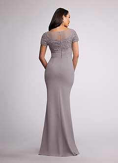 Azazie Susan Abiti per la Madre della Sposa Abito Tubino in Crepe Elasticizzato Pizzo Dusk image4