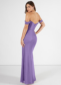 Azazie Kit Bridesmaid Dresses Tahiti Mermaid Off the Shoulder Mesh Dress image4