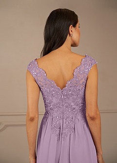 Azazie Amethyst Mother of the Bride Dresses Wisteria A-Line V-Neck Sequins Chiffon Dress image8