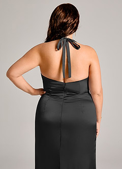 Azazie Valerie Bridesmaid Dresses Black Mermaid Pleated Stretch Satin Dress image8