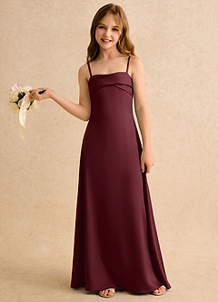 Azazie Mirabella Girls Formal Flower Girl Klänningar Klänning Rak i Stretch Satin Hjärtformad urringning image3