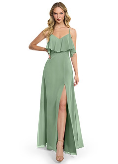 Azazie Jean Bridesmaid Dresses Matcha A-Line Chiffon Convertible Dress image1