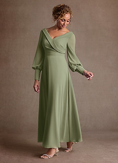 Azazie Paterson Mother of the Bride Dresses Pistachio A-Line Pleated Chiffon Dress image5