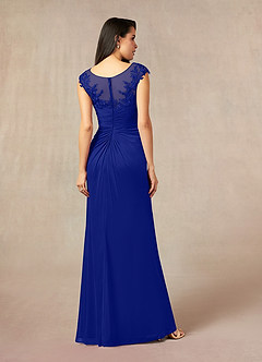 Azazie Oliniana Abiti per la Madre della Sposa Abito Sirena in Maglia Pizzo Blu Reale image3