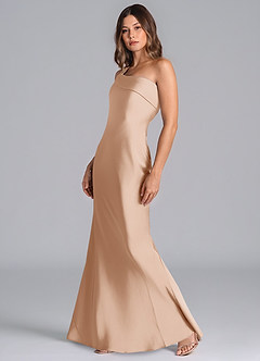 Azazie Driea Brudtärnklänningar Klä av Sjöjungfru i Stretch Satin Ena axeln Engelsk Ros image6