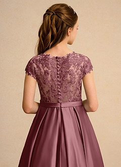 Azazie Bunny Junior Formal vestidos de niña de las flores Vestido de Rosa Del Desierto de Encaje de Princesa image7