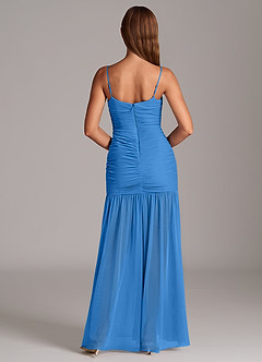 Azazie Aimie Bridesmaid Dresses Blue Jay Mermaid Mesh Dress image6