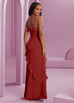 Barbie ♥ Azazie Bridesmaid Dresses Rust Sheath Chiffon Dress image2