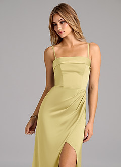 Azazie Aretha Brautjungfernkleider Wandelbar A-Linie Schulterfrei Stretch-Satin Kleid Zitronensorbet image2