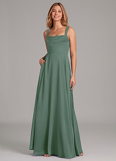 Azazie Shaude Bridesmaid Dresses Eucalyptus A-Line Pleated Chiffon Dress image3