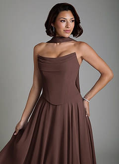 Azazie Ira Bridesmaid Dresses Ganache A-Line Corset Chiffon Dress image7