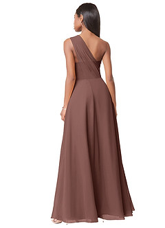 Azazie Ashley Bridesmaid Dresses Espresso A-Line Ruched Chiffon Dress image2