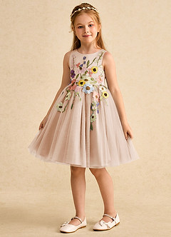 Azazie Prima Flower Girl Klänningar Klänning A-Line i Tyll Rosett image5