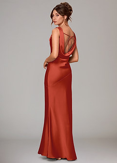 Azazie Rylina Bridesmaid Dresses Rust Mermaid Stretch Satin Dress image4