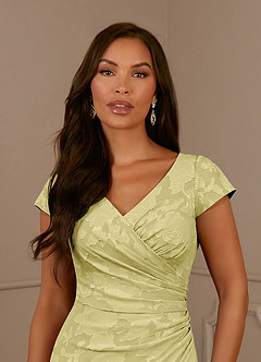 Azazie Roya Mother of the Bride Dresses Lemon Sorbet Mermaid Ruched Floral Burnout Dress image5