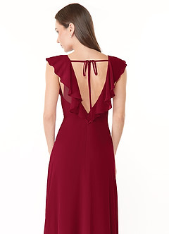 Azazie Yoko Bridesmaid Dresses Burgundy A-Line Ruched Chiffon Dress image6
