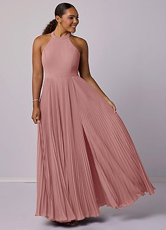 Barbie ♥ Azazie Bridesmaid Dresses Dusty Rose A-Line Pleated Chiffon Dress image3