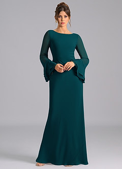 Azazie Leone Bridesmaid Dresses Pine Mermaid Corset Chiffon Dress image3