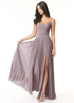 Azazie Vini Bridesmaid Dresses Dusk A-Line V-Neck Pleated Chiffon Dress image1