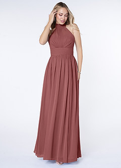 Azazie Iman Brautjungfernkleider A-Linie A-Linie Gerüscht Chiffon Kleid Amethyst image4