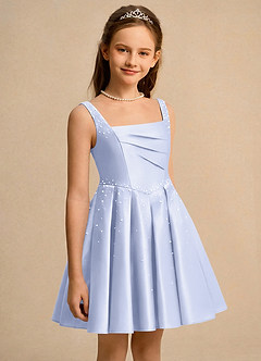 Azazie Jello Flower Girl Dresses Lavender Ball-Gown Pleated Matte Satin Dress image3