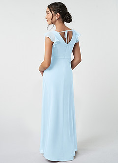 Azazie Claudine Junior Sky Blue A-Line Pleated Chiffon Dress image4
