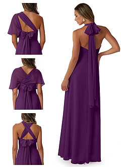 Azazie Fifi Bridesmaid Dresses Grape A-Line Strapless Chiffon Convertible Dress image8