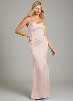 Azazie Sorrel Bridesmaid Dresses Blushing Pink Mermaid Strapless Stretch Satin Convertible Dress image6