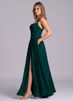 Azazie Francis Bridesmaid Dresses Pine A-Line Corset Floral Burnout Dress image3