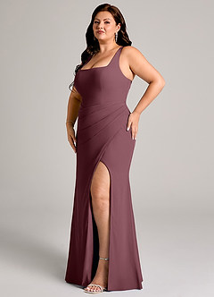 Azazie Mero Brudtärnklänningar Klänning av Tubklänning i Chiffong Plisserad Sangria image12