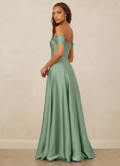 Christian Siriano Bridal for Azazie 1002 Bridesmaid Dresses Matcha A-Line Off the Shoulder Stretch Satin Convertible Dress image3