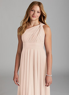 Azazie Charlize Junior A-Linie Gittergewebe Kleid Zartrosa image6