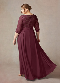Azazie Lucianna Mother of the Bride Dresses Cabernet Taupe A-Line Lace Dress image11