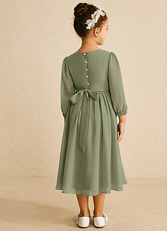 Azazie Lolo Flower Girl Dresses Pistachio A-Line with Sleeves Chiffon Dress image5